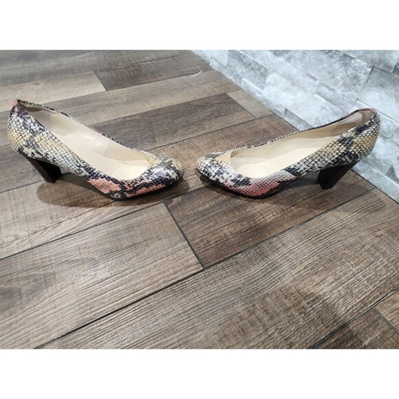 Calvin Klein Heels Renni 2 Tone Snake Patent Pumps Pink Grey Leather Size 8M - Picture 4 of 11
